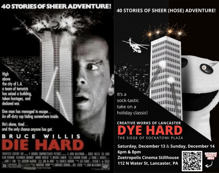Side by side images of Die Hard and Dye Hard posters